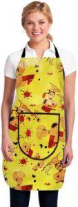 Unique Style Nylon Home Use Apron - Free Size (Yellow, Multicolor, Single Piece)