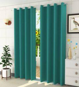 YKNIP 182 cm (6 ft) Silk Blackout Shower Curtain (Pack Of 2) (Plain, Blue)