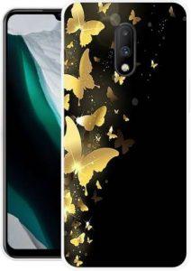 Krtagy Back Cover for OnePlus 7 (Black, Gold, Dual Protection, Silicon)