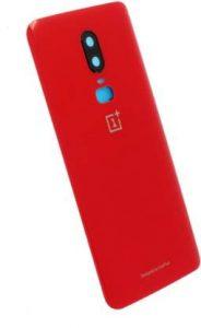 SlopK OnePlus Oneplus 6(Glass)With Camera Lens Back Panel (Amber Red)