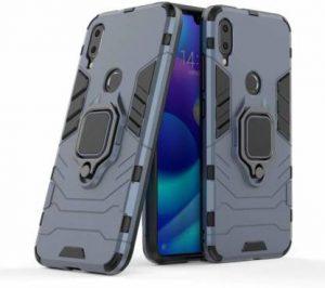 Backlund Back Cover for Vivo Y15 Cases and Covers Metal Ring Stand 360 Degree Shock Proof Protection Sleek Rubberizd TPU (Blue, Dual Protection)
