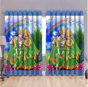 24x7 Home Store 212 cm (7 ft) Polyester Room Darkening Window Curtain (Pack Of 2) (Printed, Blue)