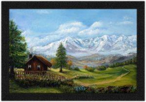 Art Amori Beautiful Mountain View Painting with Synthetic Frame Digital Reprint 14 inch x 20 inch Painting (With Frame)