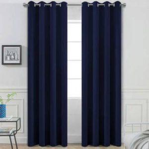 NATUFAB 152.4 cm (5 ft) Polyester Blackout Window Curtain (Pack Of 2) (Solid, Dark Blue)