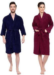 Cotton Trendy Blue, Maroon XXL Bath Robe (2, For: Men & Women, Blue, Maroon)