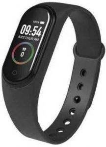 Benison India Shopping Smart Wristband/Fitness Tracker (Black Strap, Size : Free Size)