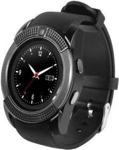 Ecandy Bluetooth Smartwatch Sim+Tf & Fitness Smartwatch (Black Strap, M)
