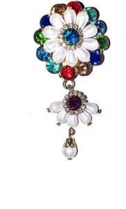 SAREEPIN Fashion and Pins With Designer Kundan for Dupatta Chunri and Saree Brooch (Multicolor)