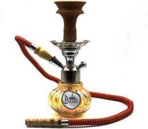 Bezak Luster Glass Kharbuza Red Iron Hookah Pot With Extra Long Mitti Chillum 12 inch Glass Hookah (Multicolor)
