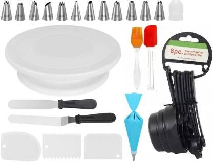 DEVICE OF XACTON cakecombo5 Xacon Cake Decorating Kits Supplies with Cake Turntable, 12 Numbered Cake Decorating Tips, 2 Icing Spatula, 3 Icing Smoother, 1 Silicone Piping Bag, and 1 Coupler Multicolor Kitchen Tool Set (Multicolor, Baking Tools, Spatula, Brush)