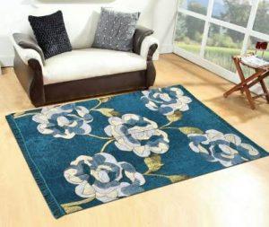 Angel Homes Light Blue Cotton Carpet (121 cm, X 183 cm, Rectangle)