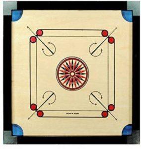 Khushi Wood Gloss Finish Carrom Board with Coins and Striker 81.28 cm Carrom Board (Brown, Yellow)
