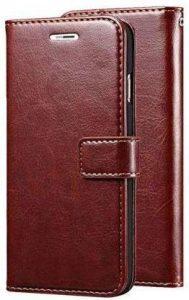 Cavri Flip Cover for Realme C2 (Brown, Grip Case)
