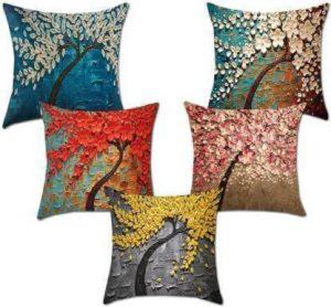 L . Jee Home Floral Cushions Cover (Pack of 5, 40 cm*40 cm, Multicolor)