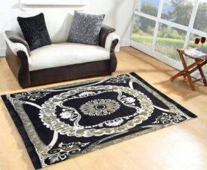 TW TenTwo Black Cotton Carpet (121 cm, X 183 cm, Rectangle)
