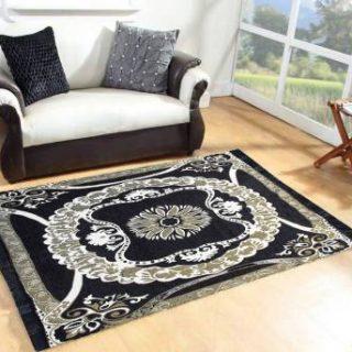 TW TenTwo Black Cotton Carpet (121 cm, X 183 cm, Rectangle)