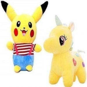 Touchy Combo of very Stylish Cute & Plush Unicorn and cute Rabbit with carrot For Kids, Gift & Decoration - 25 cm (Multicolor)