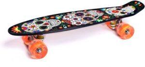 IRIS Complete Black Cruiser with Colourful Light Up Wheels 6 inch x 22.8 inch Skateboard (Black, Pack of 1)