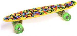 IRIS Complete Cruiser with Colourful Light Up Wheels 6 inch x 22.8 inch Skateboard (Yellow, Pack of 1)