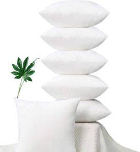 Prerana Cushion Microfibre Solid Cushion Pack of 6 (White)