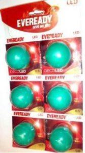 EVEREADY 0.5 W Standard B22 LED Bulb (Green, Pack of 6)