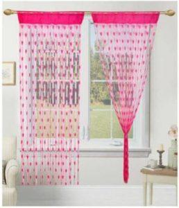 H18 SHEET 213 cm (7 ft) Polyester Semi Transparent Door Curtain (Pack Of 2) (Plain, Dpink)