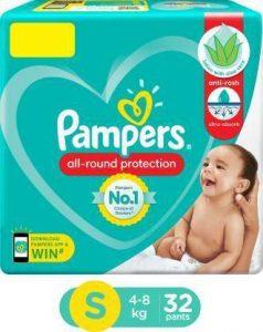 Pampers Diaper Pants - S (32 Pieces), Lotion with Aloe Vera - S (32 Pieces)