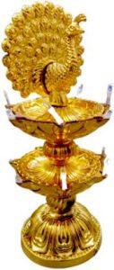 Shoppernation Fancy Gold Color One Tier Electric Diya Light Plastic Table Diya (Height: 10 inch)