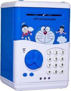 jasscollection Doraemon Money Safe Bank ATM Electronic Piggy Bank with changeable Password Lock Digital Savings Safe for Coins and Notes Coin Bank Coin Bank (Multicolor)