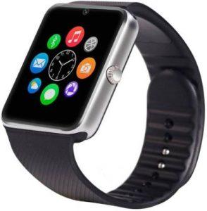RJD gt08 silver Fitness Smartwatch (Black Strap, Regular)