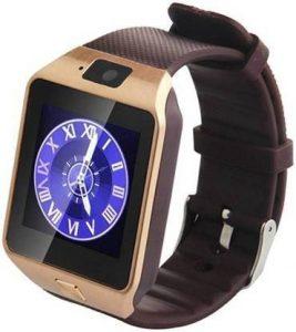 Gedlly Smart 4G calling android Mobile watch Smartwatch (Brown Strap, free)