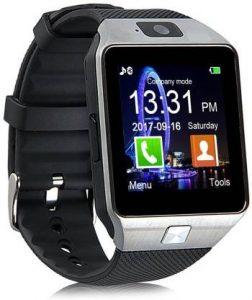 WONDERWORLD ™Smart Watch Touchscreen with SIM SD Crd Smartwatch (Silver Strap, Free Size)