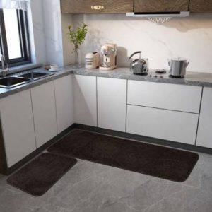 MODERN FAB Microfiber Floor Mat (Brown, Extra Large, Pack of 2)