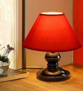 vrct Fabric Shade Table Lamp with Black Base for Home Decoration Bedside Living Room Table Lamp (10 cm, Red)