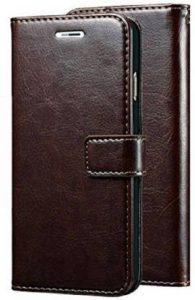 Krofty Flip Cover for Samsung Galaxy J7 2018 (Brown, Dual Protection)