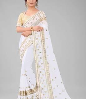 Bollywood Georgette Saree (White)