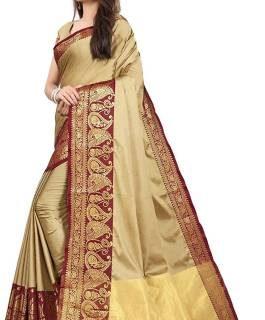 Assam Silk Silk Blend Saree (Cream)