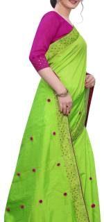 Assam Silk Silk Blend Saree (Light Green)