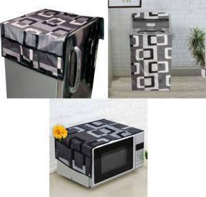 Kanushi Industries Refrigerator Cover (Width: 99 cm, Black)
