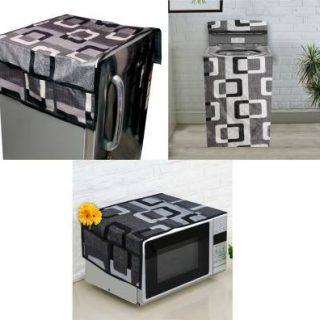 Kanushi Industries Refrigerator Cover (Width: 99 cm, Black)