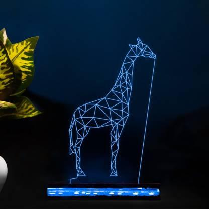 StarLaser Giraffe 3D Night lamp for Home Decoration & Gifts 16 Color Changing Light with Remote Control ( Wooden Base ) Table Lamp (28 cm, Multicolor)