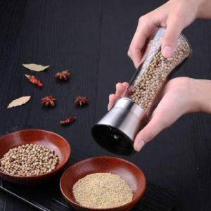 BHAUTIKSALES Salt Pepper Grinder Crusher with Adjustable Coarseness Pepper Mill (PACK OF 1) Glass Traditional Pepper Mill (Clear, Pack of 1)