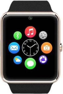 EON GT08 Smartwatch (Black Strap, Regular)