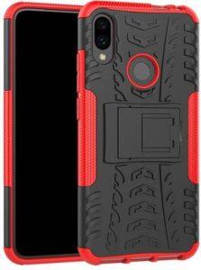 Empire Accessories Back Cover for Mi Note 7s Dazzle tyre case with kick stand (Red)