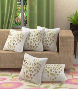 DECOR VATIKA Printed Cushions Cover (Pack of 5, 40 cm*40 cm, Beige)