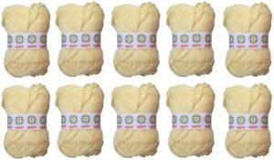 puffy Hand Art Craft Soft Fingering Hook , Needle Thread For Wool Ball Hand Art Craft Soft Fingering Hook , Needle Knitting Thread Dyed Cream Color