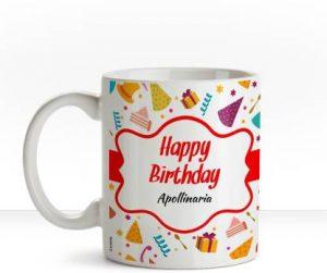 HUPPME Happy Birthday Apollinaria name coffee mug Ceramic Coffee Mug (350 ml)