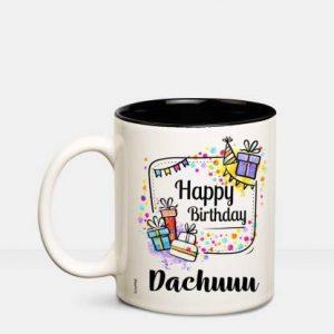 HUPPME Happy Birthday Dachuuu Inner Black coffee name mug Ceramic Coffee Mug (350 ml)