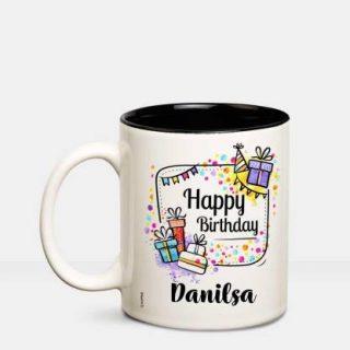 HUPPME Happy Birthday Danilsa Inner Black coffee name mug Ceramic Coffee Mug (350 ml)
