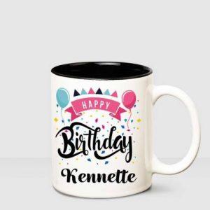 HUPPME Happy Birthday Kennette Inner Black printed personalized coffee mug Ceramic Coffee Mug (350 ml)